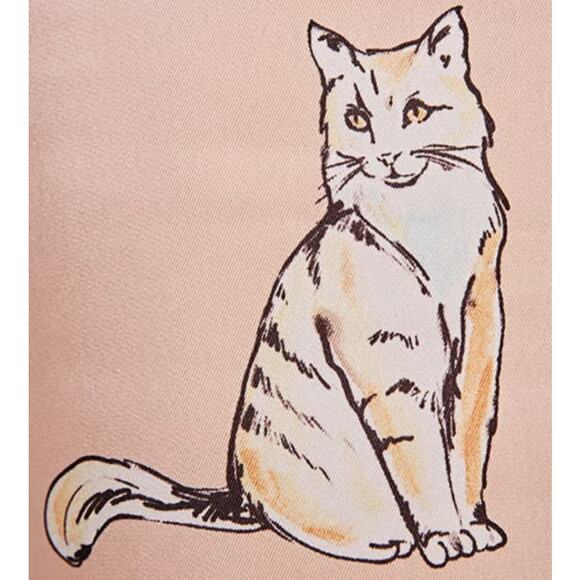 Zara cat print silky ‘fashion pajama’ blogger favorite blouse top, size small - Picture 2 of 16